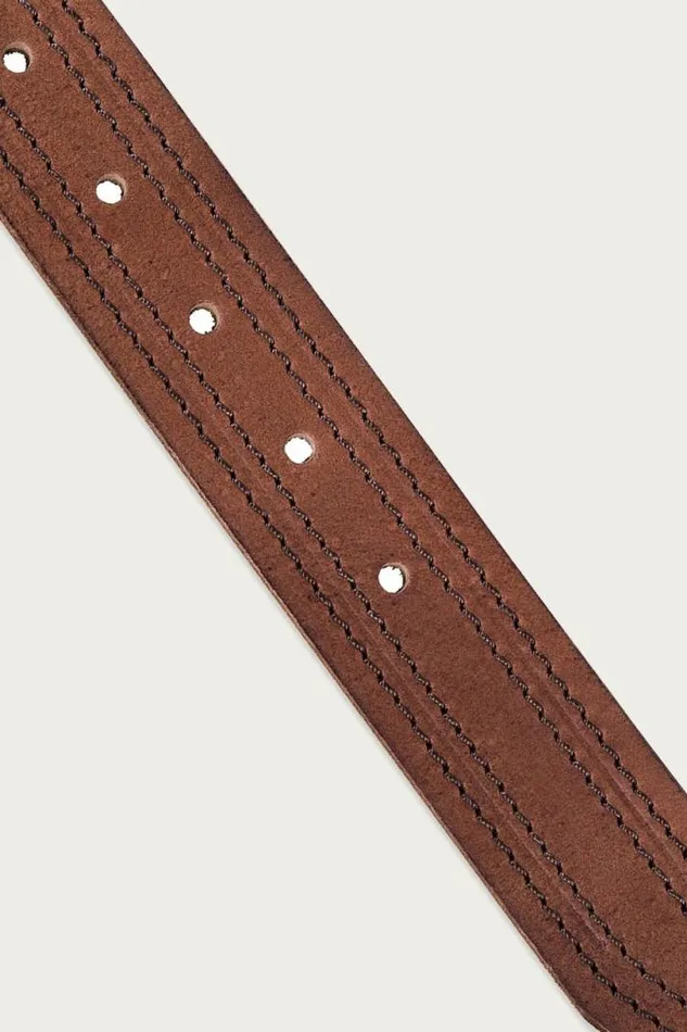 Men Lucky Brand Belts Antiqued Leather Belt With Darker Stitching Detail Medium Brown Men Lucky Brand Belts Antiqued Leather Belt With Darker Stitching Detail Medium Brown