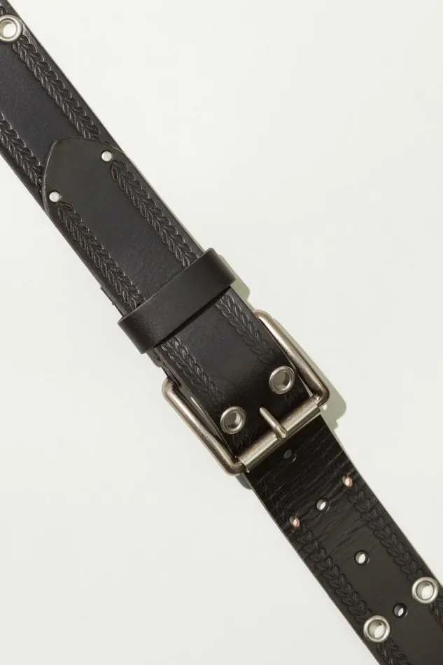 Men Lucky Brand Belts Grommet And Embossed Belt Grey