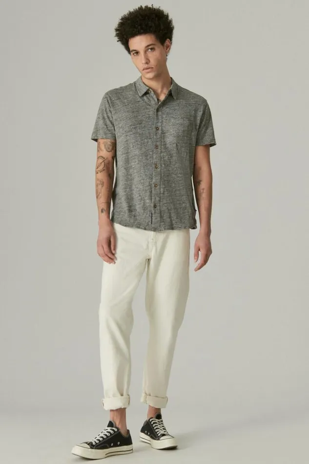 Men Lucky Brand ButtonDowns Linen Button Up Shirt Heather Grey