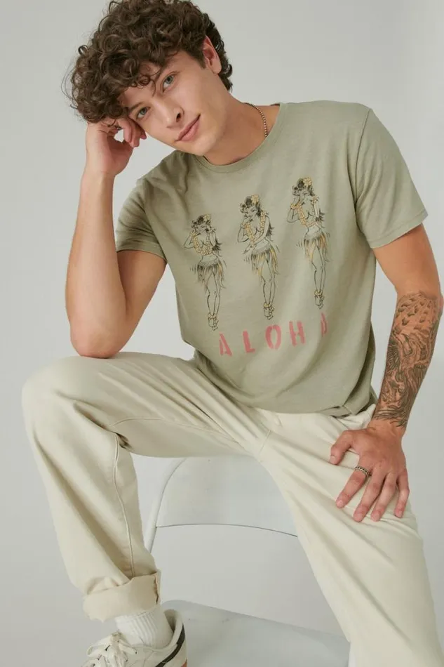 Men Lucky Brand Graphic Tees Aloha Pinup Tee Tea