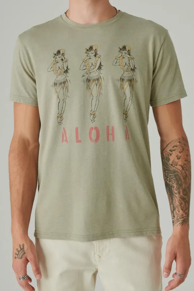 Men Lucky Brand Graphic Tees Aloha Pinup Tee Tea