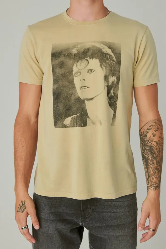Men Lucky Brand Graphic Tees Bowie Photo Pale Khaki