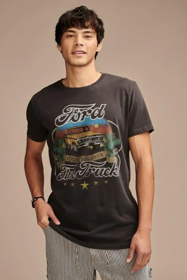 Men Lucky Brand Graphic Tees Ford Fun Truck Jet Black Men Lucky Brand Graphic Tees Ford Fun Truck Jet Black