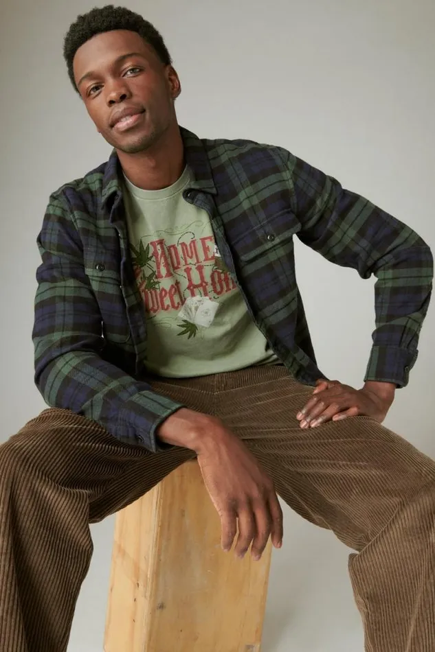 Men Lucky Brand Graphic Tees Home Sweet Home Oil Green
