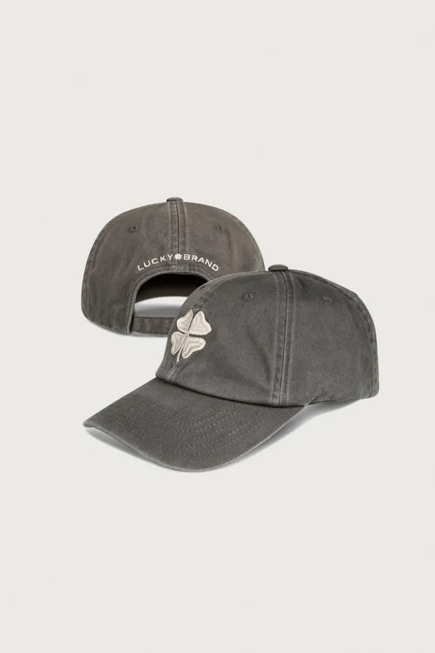 Men Lucky Brand Hats Lucky Clover Baseball Hat Open Grey