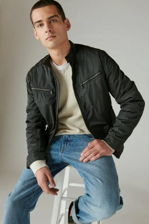 Men Lucky Brand Jackets and Outerwear Nylon Bonneville Jacket Jet Black