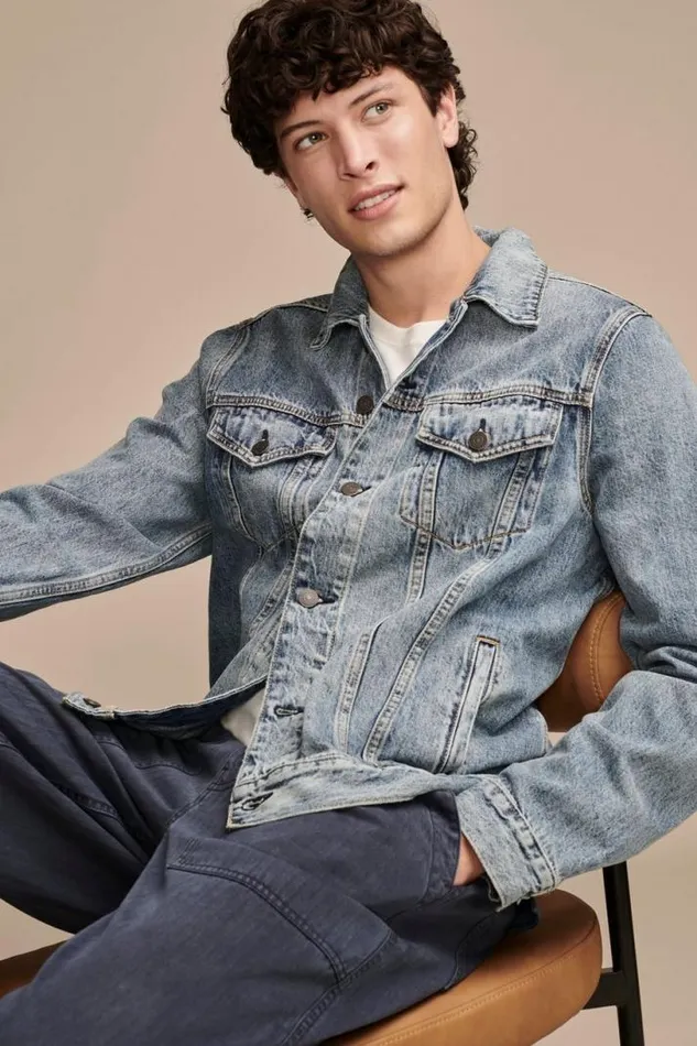Men Lucky Brand Jackets and Outerwear The Denim Trucker Jacket Golden Dale