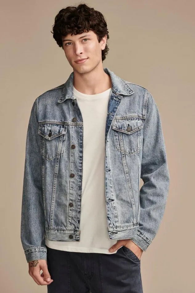 Men Lucky Brand Jackets and Outerwear The Denim Trucker Jacket Golden Dale