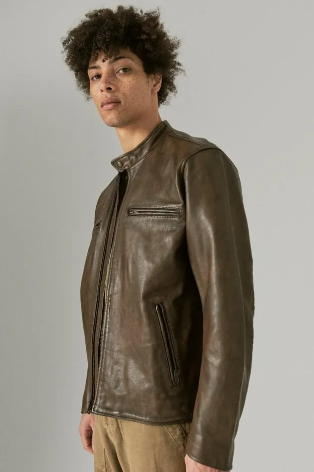 Men Lucky Brand Jackets and Outerwear Vintage Leather Jacket Pinecone