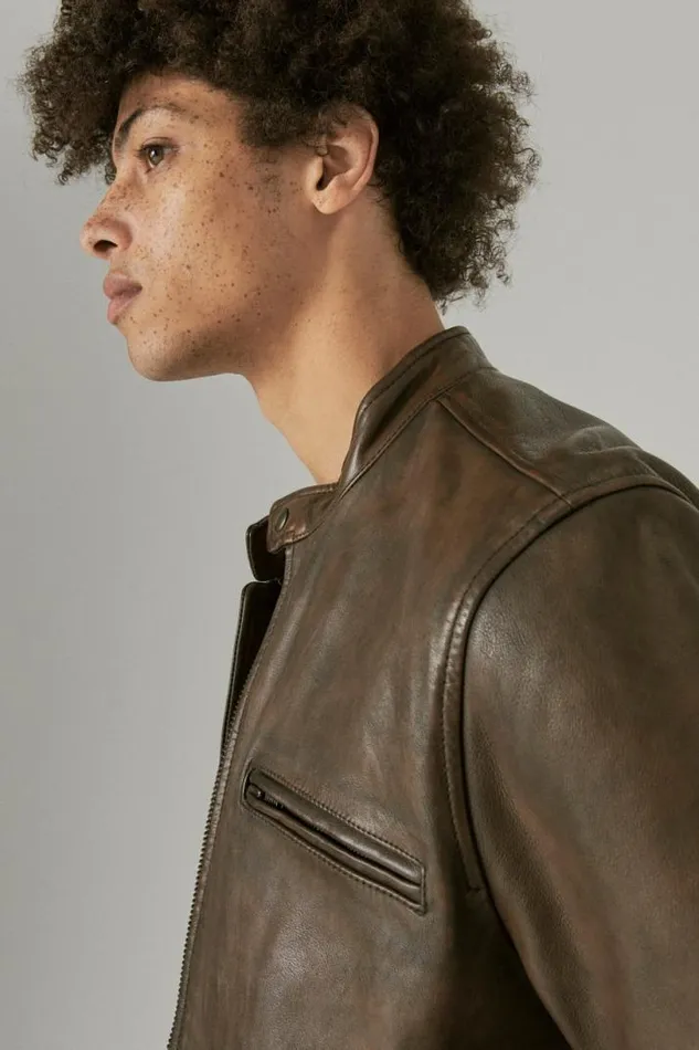 Men Lucky Brand Jackets and Outerwear Vintage Leather Jacket Pinecone
