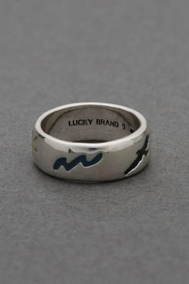 Men Lucky Brand Jewelry Detail Ring Silver