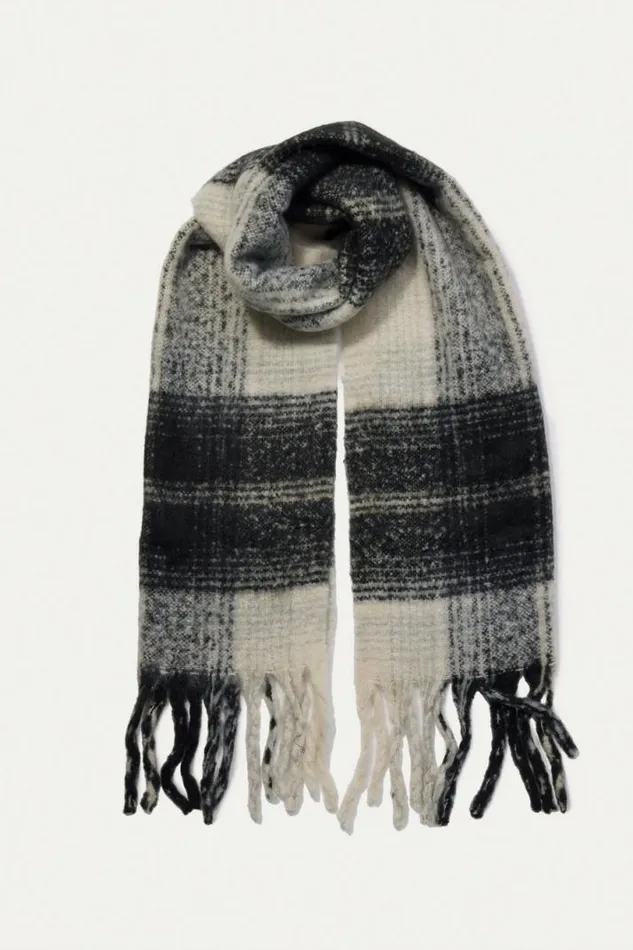 Men Lucky Brand Scarves and Bandanas Plaid Blanket Scarf Black Combo