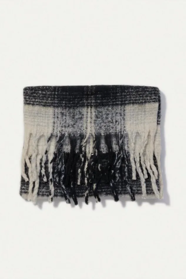 Men Lucky Brand Scarves and Bandanas Plaid Blanket Scarf Black Combo