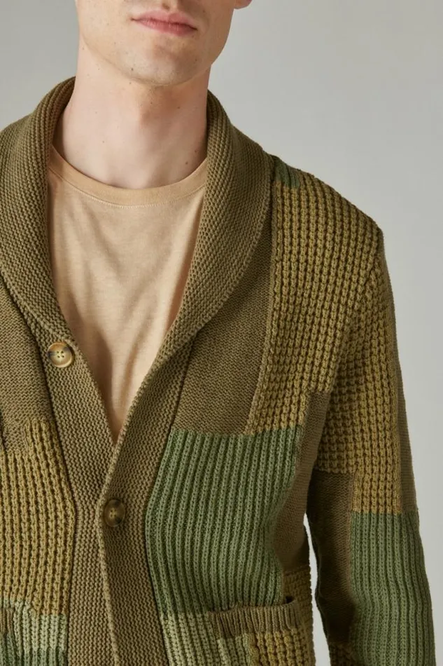 Men Lucky Brand Sweaters Surplus Cardigan Army Combo Acid Wash