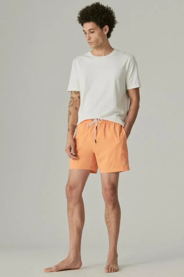 Men Lucky Brand Swim 6034 Stretch Swim Short Amberglow