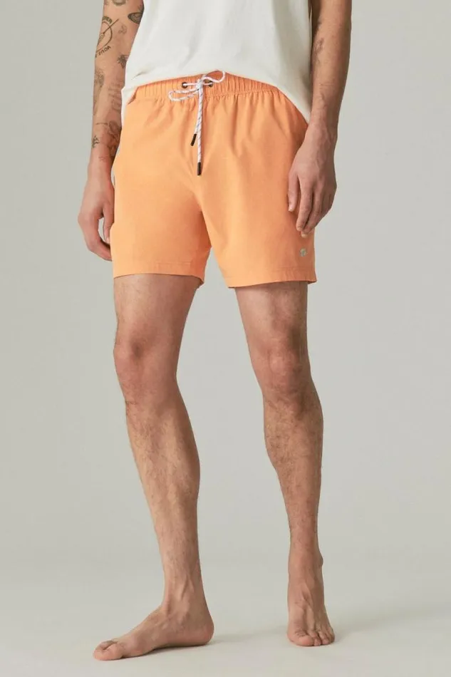 Men Lucky Brand Swim 6034 Stretch Swim Short Amberglow
