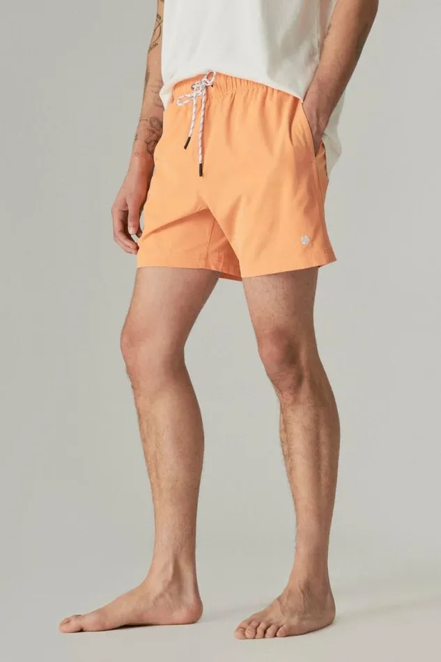 Men Lucky Brand Swim 6034 Stretch Swim Short Amberglow
