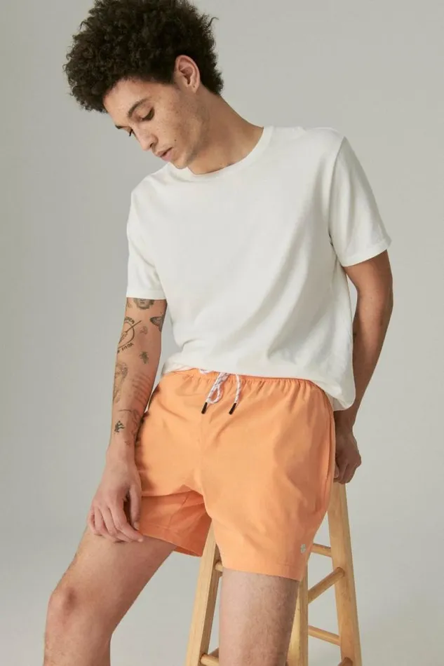 Men Lucky Brand Swim 6034 Stretch Swim Short Amberglow