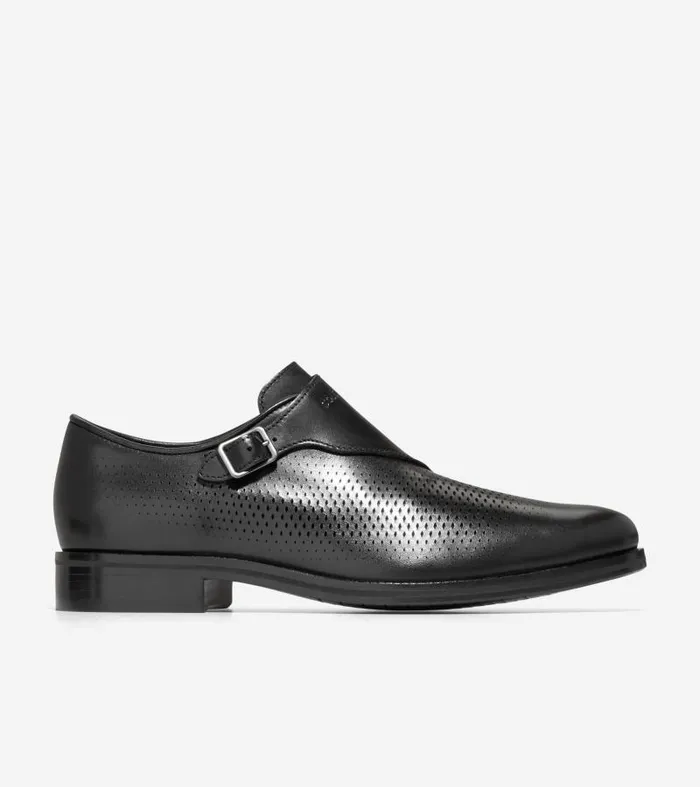 Men Men039s Washington Grand Laser Monk Strap Black Cole Haan Loafers and Drivers