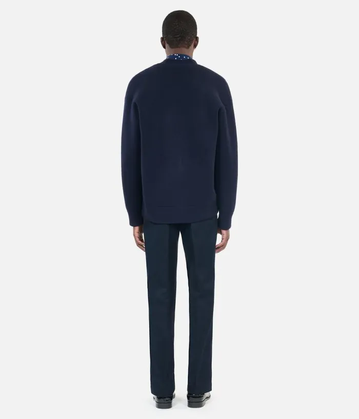 Men Navy Blue Wool Cardigan THE KOOPLES Sweaters