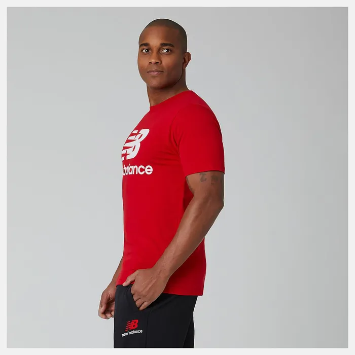 Men NB Essentials Stacked Logo Tee Team Red Inline New Balance Shirts Men NB Essentials Stacked Logo Tee Team Red Inline New Balance Shirts