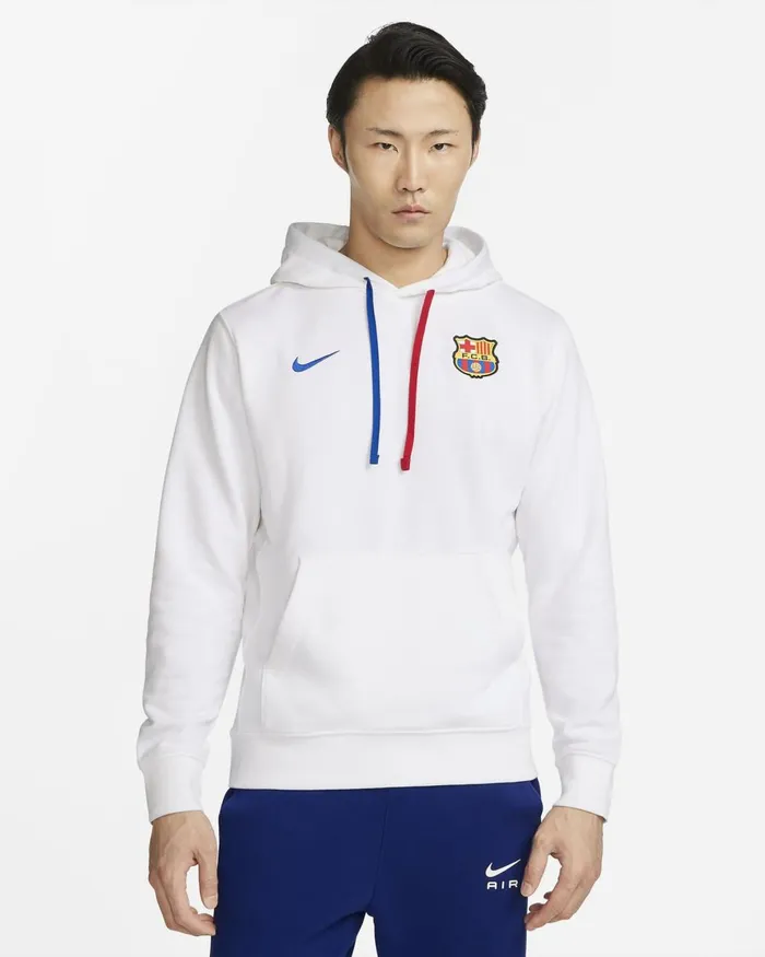 Men Nike Hoodies And Sweatshirts FC Barcelona Club Whiteroyal Blueuniversity Redroyal Blue