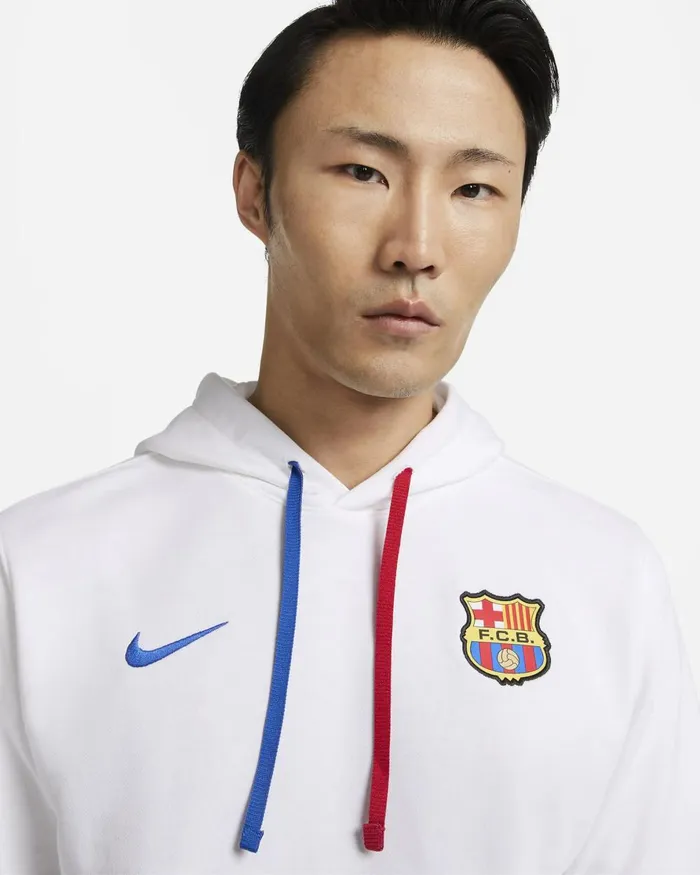 Men Nike Hoodies And Sweatshirts FC Barcelona Club Whiteroyal Blueuniversity Redroyal Blue