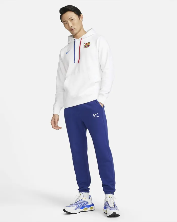 Men Nike Hoodies And Sweatshirts FC Barcelona Club Whiteroyal Blueuniversity Redroyal Blue