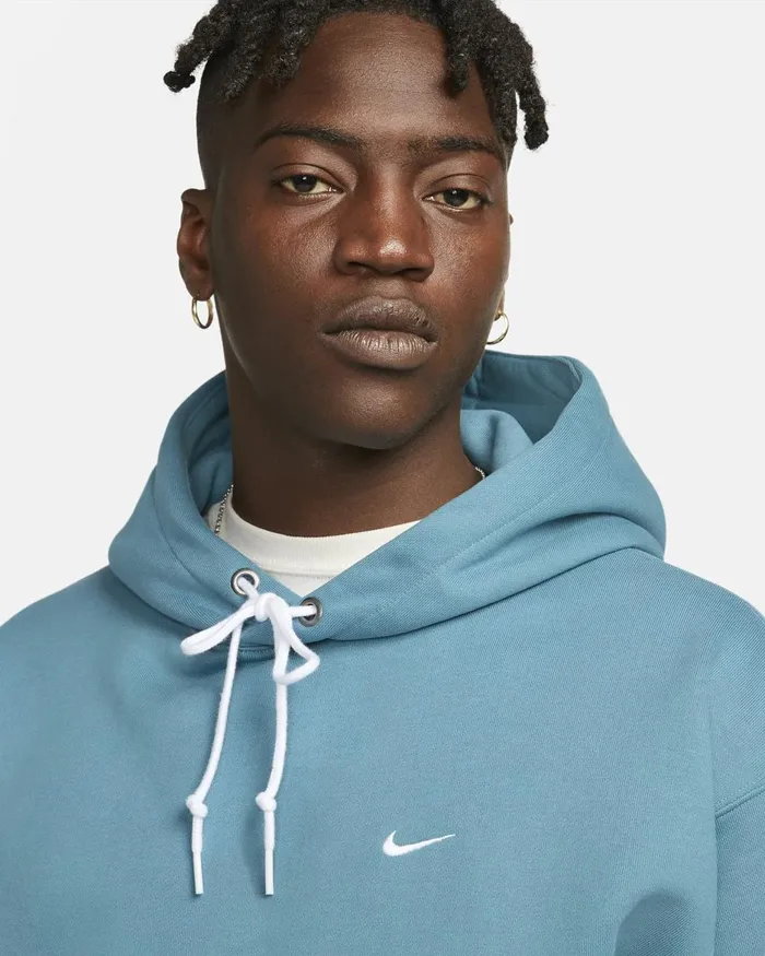Men Nike Hoodies And Sweatshirts Solo Swoosh Noise Aquawhite