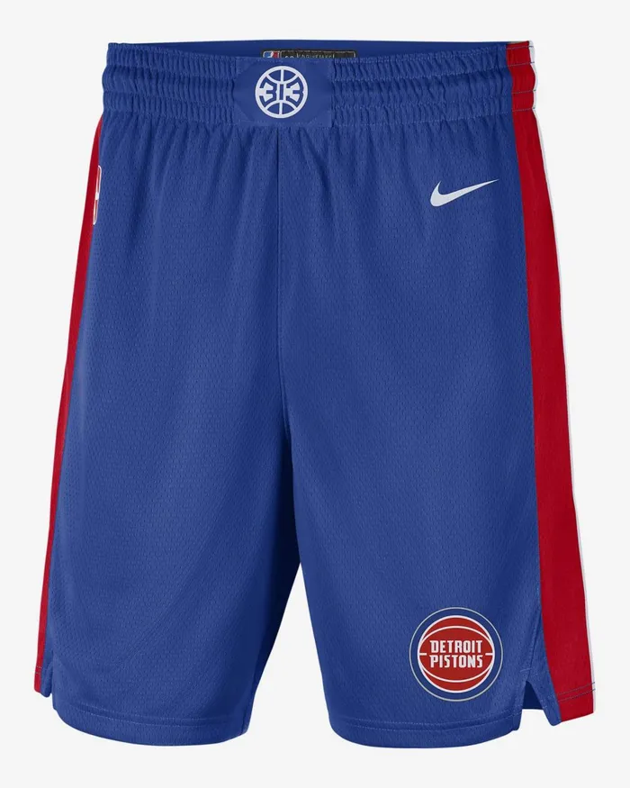 Men Nike Shorts Detroit Pistons Icon Edition Rush Bluewhite