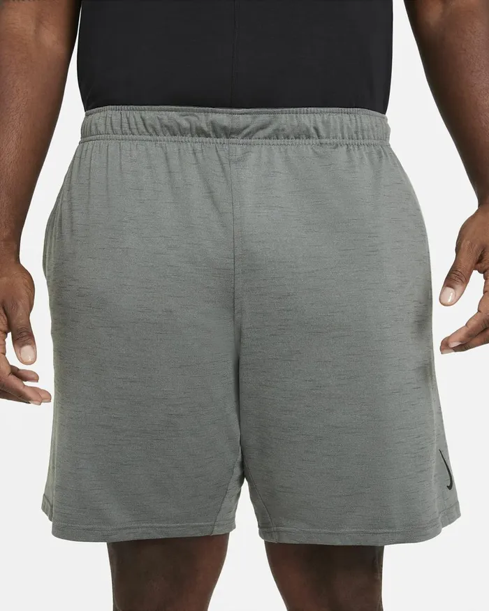 Men Nike Shorts Yoga DriFIT Smoke Greyiron Greyheather
