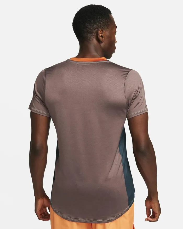 Men Nike Tops And TShirts NikeCourt DriFIT Advantage Deep Jungleplum Eclipsecampfire Orangewhite
