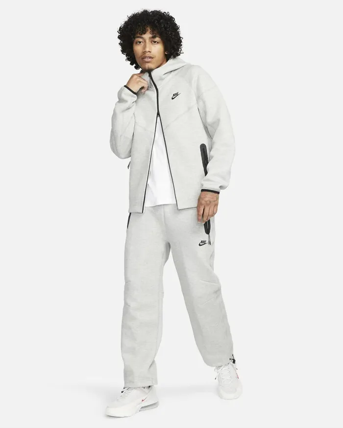 Men Nike Trousers And Tights Sportswear Tech Fleece Dark Grey Heatherblack