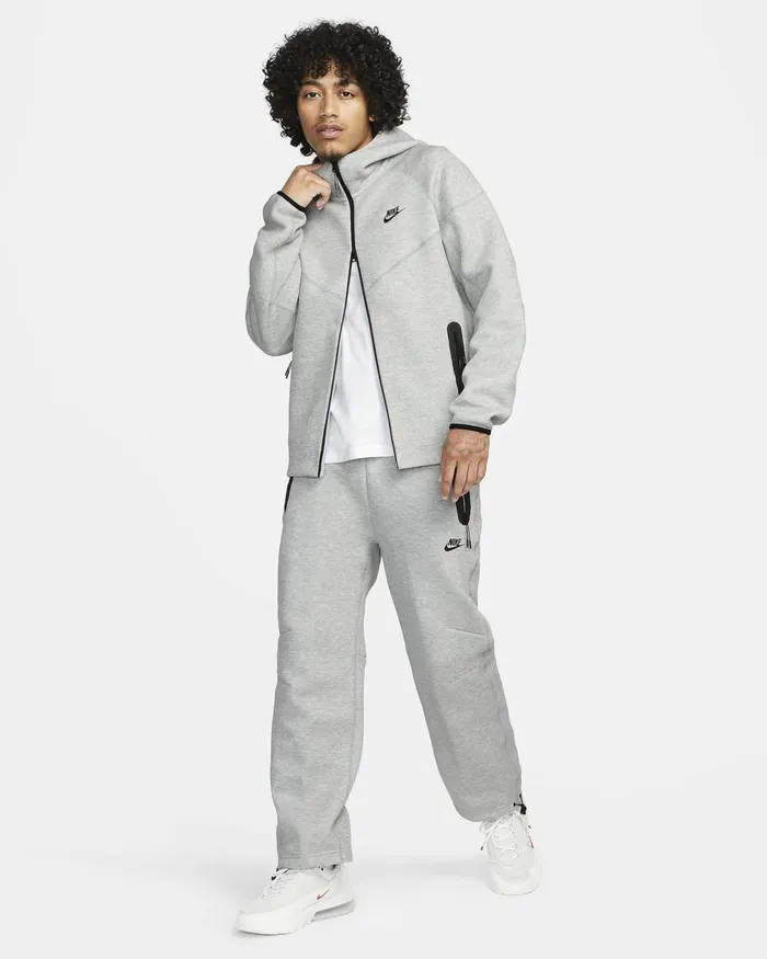Men Nike Trousers And Tights Sportswear Tech Fleece Dark Grey Heatherblack