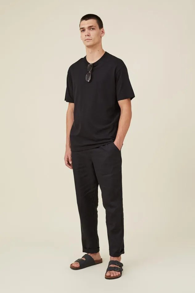 Men Pants Cotton On Linen Pant Black