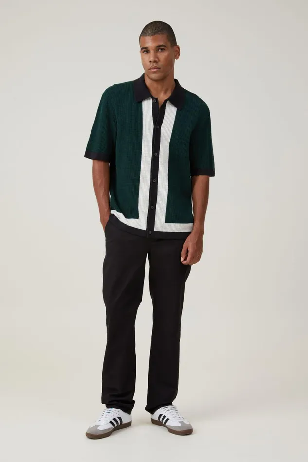 Men Pants Cotton On Regular Straight Chino Black