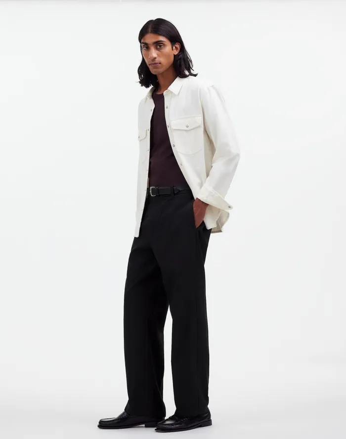 Men Pants Madewell CottonWool Blend Trousers True Black