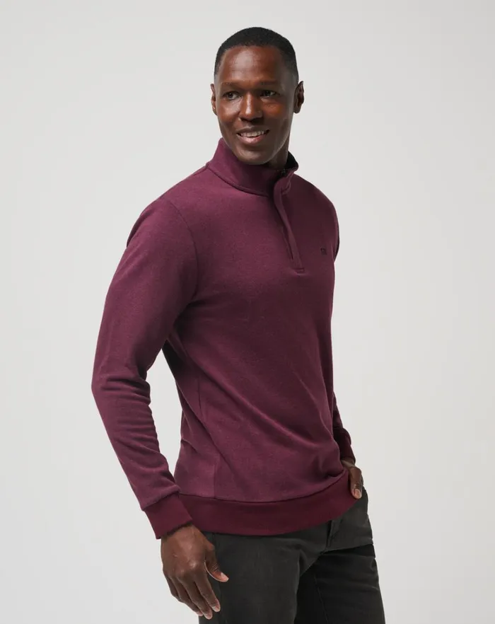 Men Quarter Zips TravisMathew CLOUD QUARTER ZIP 20 Heather Dark Red