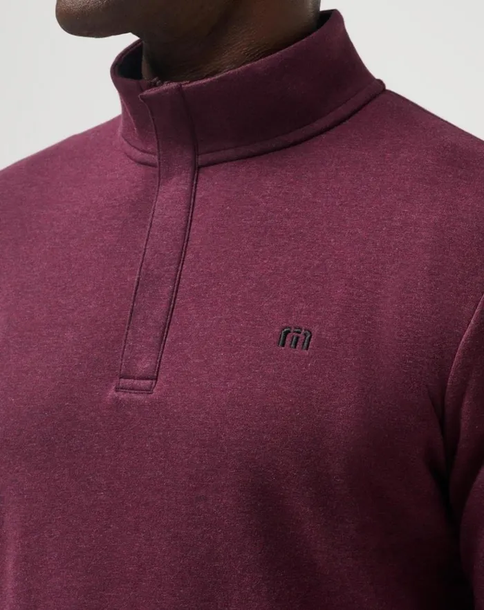 Men Quarter Zips TravisMathew CLOUD QUARTER ZIP 20 Heather Dark Red