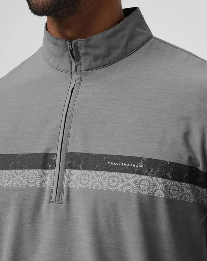 Men Quarter Zips TravisMathew SIT AND SIP QUARTER ZIP Heather Medium Grey