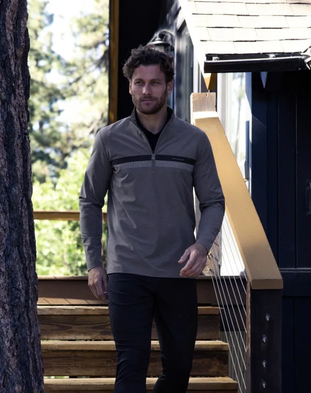 Men Quarter Zips TravisMathew SIT AND SIP QUARTER ZIP Heather Medium Grey