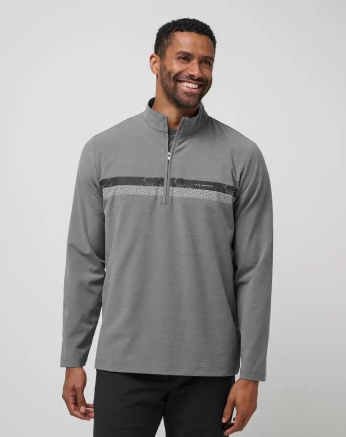 Men Quarter Zips TravisMathew SIT AND SIP QUARTER ZIP Heather Medium Grey