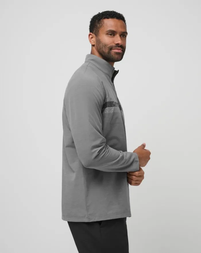 Men Quarter Zips TravisMathew SIT AND SIP QUARTER ZIP Heather Medium Grey