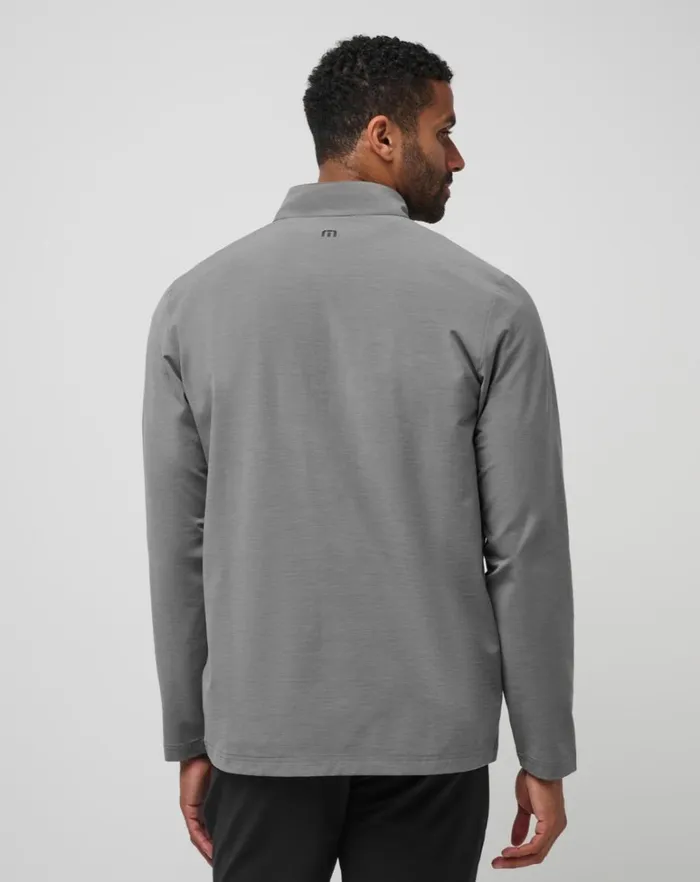 Men Quarter Zips TravisMathew SIT AND SIP QUARTER ZIP Heather Medium Grey