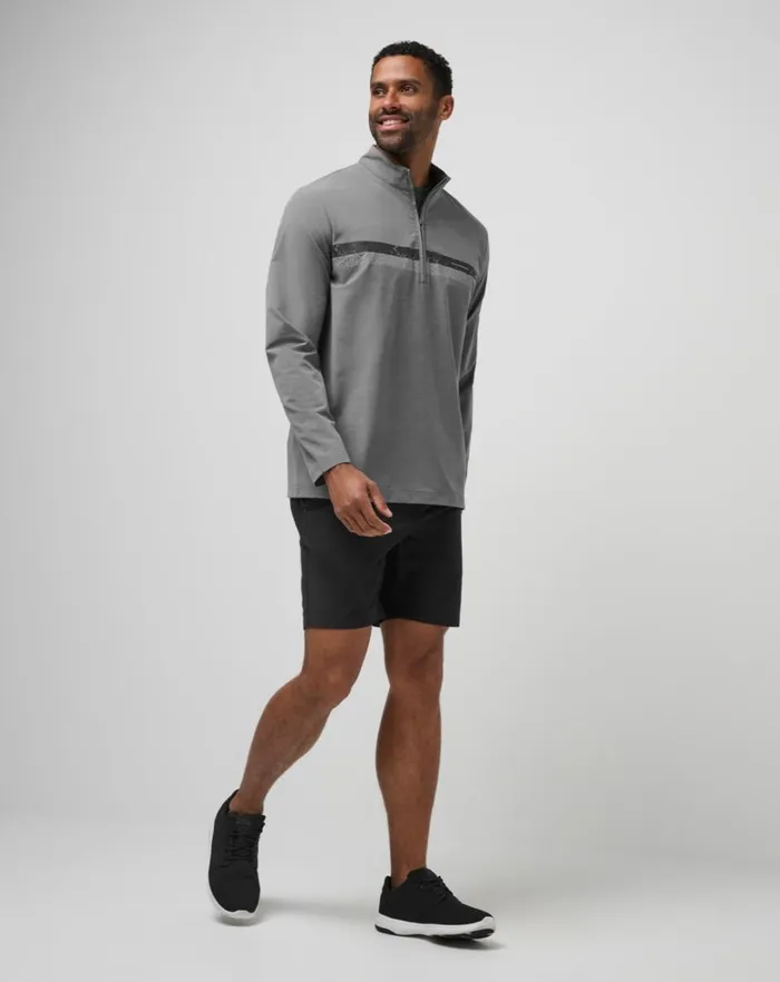 Men Quarter Zips TravisMathew SIT AND SIP QUARTER ZIP Heather Medium Grey