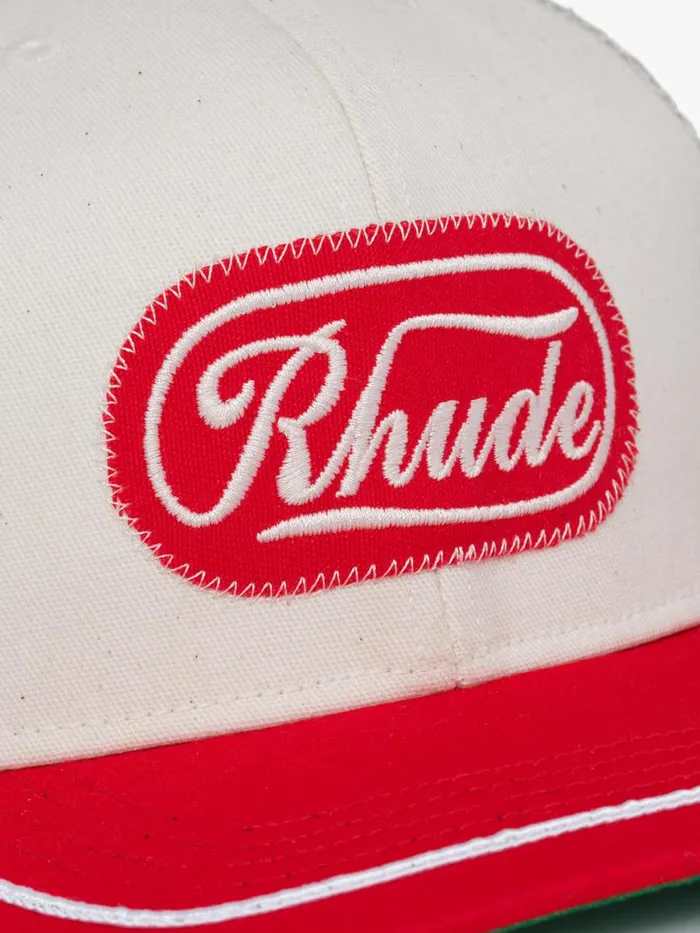 Men Rhude Hats PATCH TRUCKER HAT Offwhitered