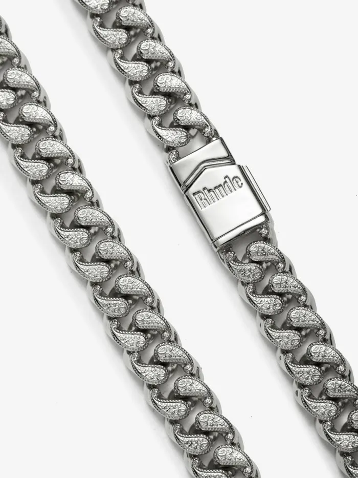 Men Rhude Jewelry PAISLEY CUBAN LINK NECKLACE 925 Silver