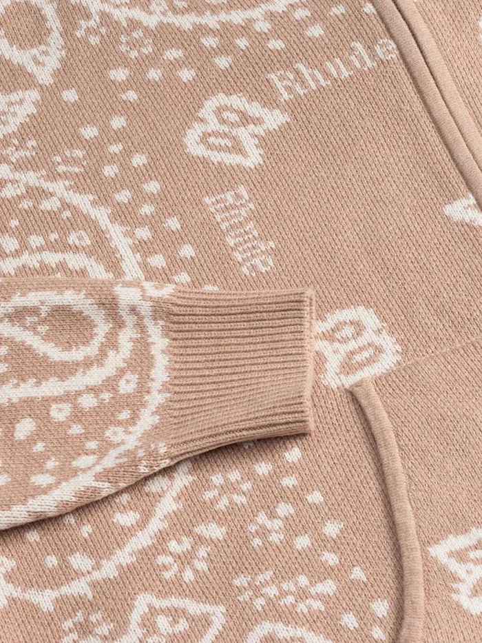 Men Rhude Luxe Knitwear BANDANA KNIT ZIPUP Tancream