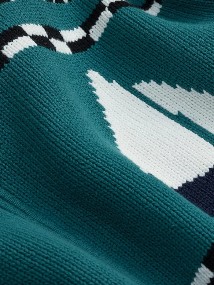 Men Rhude Luxe Knitwear BATEAU KNIT ZIP UP HOODIE Emeraldcremenavy