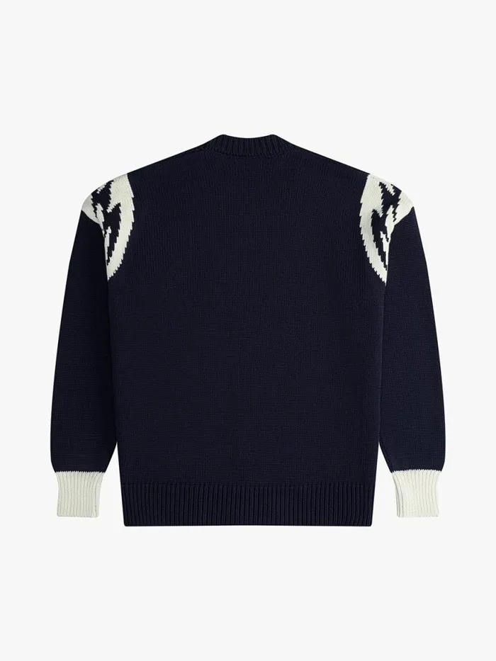 Men Rhude Luxe Knitwear LIGHTNING KNIT CARDIGAN Navywhite